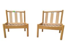 ERCOL FURNITURE - MODEL 747 PAIR OF LOW LOUNGE CHAIRS