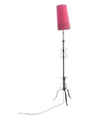 VINTAGE 20TH CENTURY CAST WROUGHT METAL FLOOR STANDING LAMP