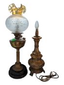 TWO LATE 19TH CENTURY VICTORIAN BRASS OIL LAMPS