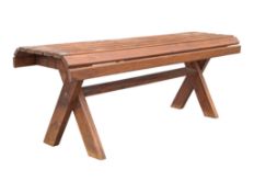 MID CENTURY TEAK SLATTED STOOL / BENCH