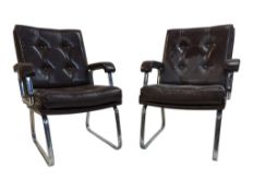 VERTEX - PAIR OF 20TH CENTURY CHROME & LEATHER CHAIRS