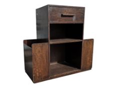 1930S ART DECO OAK HALL STICK STAND CABINET