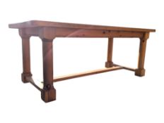 17TH CENTURY REVIVAL COUNTRY PINE REFECTORY DINING TABLE