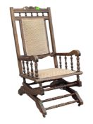 EDWARDIAN MAHOGANY AMERICAN ROCKING ARMCHAIR