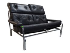 TIM BATES FOR PIEFF - VINTAGE MID CENTURY CHROME & LEATHER SOFA SETTEE