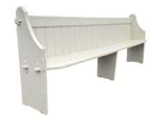 19TH CENTURY VICTORIAN PAINTED PINE CHURCH PEW / BENCH