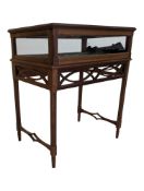 EDWARDIAN SOLID OAK BIJOUTERIE CABINET DISPLAY TABLE