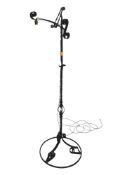 VINTAGE 20TH CENTURY WROUGHT IRON FLOOR STANDARD LAMP