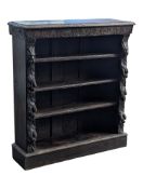 LATE 19TH CENTURY GOTHIC OAK CARVED GREEN MAN BOOKCASE