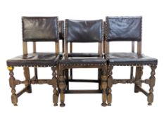 6 1920S CROMWELLIAN OAK & LEATHER DINING CHAIRS