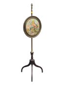 A 19TH GEORGE III MAHOGANY POLE SCREEN / FIRESCREEN