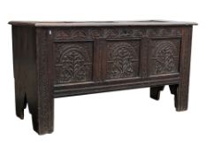 CHARLES II MID 17TH CENTURY OAK COFFER CHEST