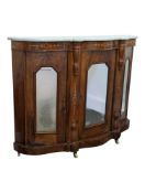 VICTORIAN 19TH CENTURY WALNUT SERPENTINE CREDENZA SIDEBOARD