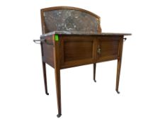 EDWARDIAN MAHOGANY & MARBLE TOP WASHSTAND