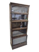 EARLY 20TH CENTURY MAHOGANY BARRISTERS' FIVE-TIER STACKING LAWYERS BOOKCASE