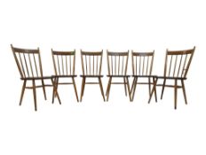 ERCOL MANNER - SET OF SIX MID CENTURY BEECH & ELM DINING CHAIRS