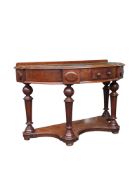 19TH CENTURY VICTORIAN DEMI-LUNE HALL CONSOLE TABLE