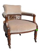 VICTORIAN 19TH CENTURY MAHOGANY SALON TUB ARMCHAIR