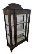 EDWARDIAN MAHOGANY INLAID CHINA DISPLAY CABINET VITRINE