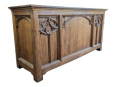 LARGE 19TH CENTURY GOTHIC CHURCH ALTAR OAK SIDEBOARD / TABLE