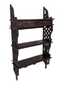 VICTORIAN REVIVAL MAHOGANY WALL BOOKCASE SHELVES