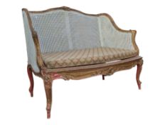 FRENCH INSPIRED LOUIS XV STYLE TWIN CANE TWO SEAT BERGERE SOFA SETTEE