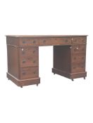 19TH CENTURY VICTORIAN MAHOGANY TWIN PEDESTAL DESK