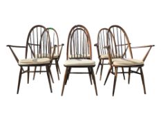 ERCOL FURNITURE - QUAKER 365 - FOUR MID CENTURY 1960S BEECH & ELM DINING CHAIRS