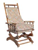 VICTORIAN 19TH CENTURY MAHOGANY AMERICAN BOSTON ROCKER ARMCHAIR