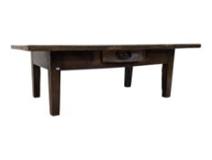 19TH CENTURY VICTORIAN FARMHOUSE FRENCH FRUIT WOOD COFFEE TABLE