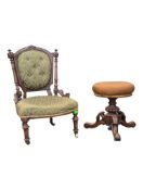 19TH CENTURY VICTORIAN AESTHETIC MOVEMENT CHAIR W/ WILLIAM IV PIANO STOOL