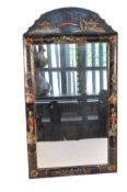 1920S BLACK LACQUERED CHINOISERIE WALL MIRROR