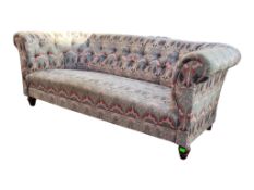 20TH CENTURY LIBERTY FABRIC UPHOLSTERED CHESTFIELD SOFA SETTEE