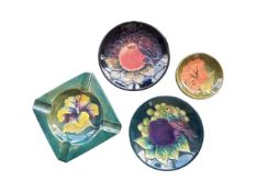 MOORCROFT - COLLECTION OF FOUR 20TH CENTURY POTTERY DISHES