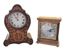 TWO EARLY 20TH CENTURY WOODEN CASED MANTEL CLOCKS