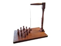 VINTAGE MAHOGANY TABLE TOP / BAR SKITTLES SET