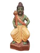 19TH CENTURY HAND PAINTED PLASTER HINDU DEITY FIGURE