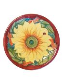 MOORCROFT - 1994 INCA SUNFLOWER PATTERNED POTTERY CHARGER PLATE