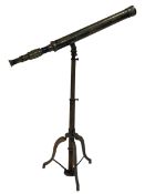 STANLEY LONDON LATE 19TH CENTURY BRASS FLOOR STANDING TELESCOPE