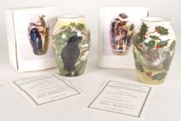 HELEN HALLORAN - TWO LATE 20TH CENTURY CERAMIC HAND PAINTED VASES