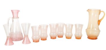 TWO VINTAGE RETRO 1960S GLASS LEMONADE SETS