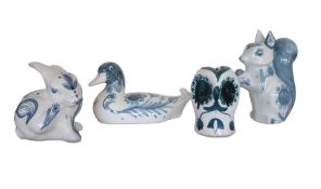 COLLECTION OF FOUR LATE 20TH CENTURY DAVID SHARP RYE POTTERY FIGURES