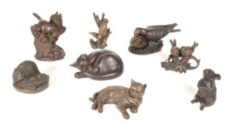 COLLECTION OF 20TH CENTURY BRONZED RESIN ANIMAL FIGURES