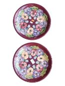 MOORCROFT - TWO 20TH CENTURY CERAMIC POTTERY PANSY PATTERN PLATES