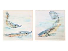 MINTON TILES, ENGLAND - TWO MID CENTURY CERAMIC FISH TILES