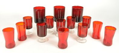 COLLECTION OF VINTAGE 1970S FRENCH RED DRINKING GLASSES