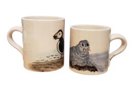 DENNIS CHINA WORKS - TWO 21ST CENTURY EARTHENWARE POTTERY MUGS