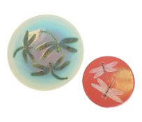 DENNIS CHINA WORKS - TWO 21ST CENTURY DRAGONFLY PLATES