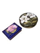 MOORCROFT - TWO LATE 20TH CENTURY POTTERY TRINKET POTS / BOXES