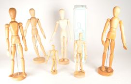 COLLECTION OF LATE 20TH CENTURY WOODEN ARTIST'S MANNEQUIN FIGURES